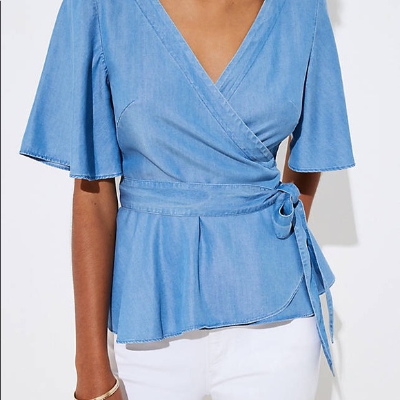 loft chambray wrap top